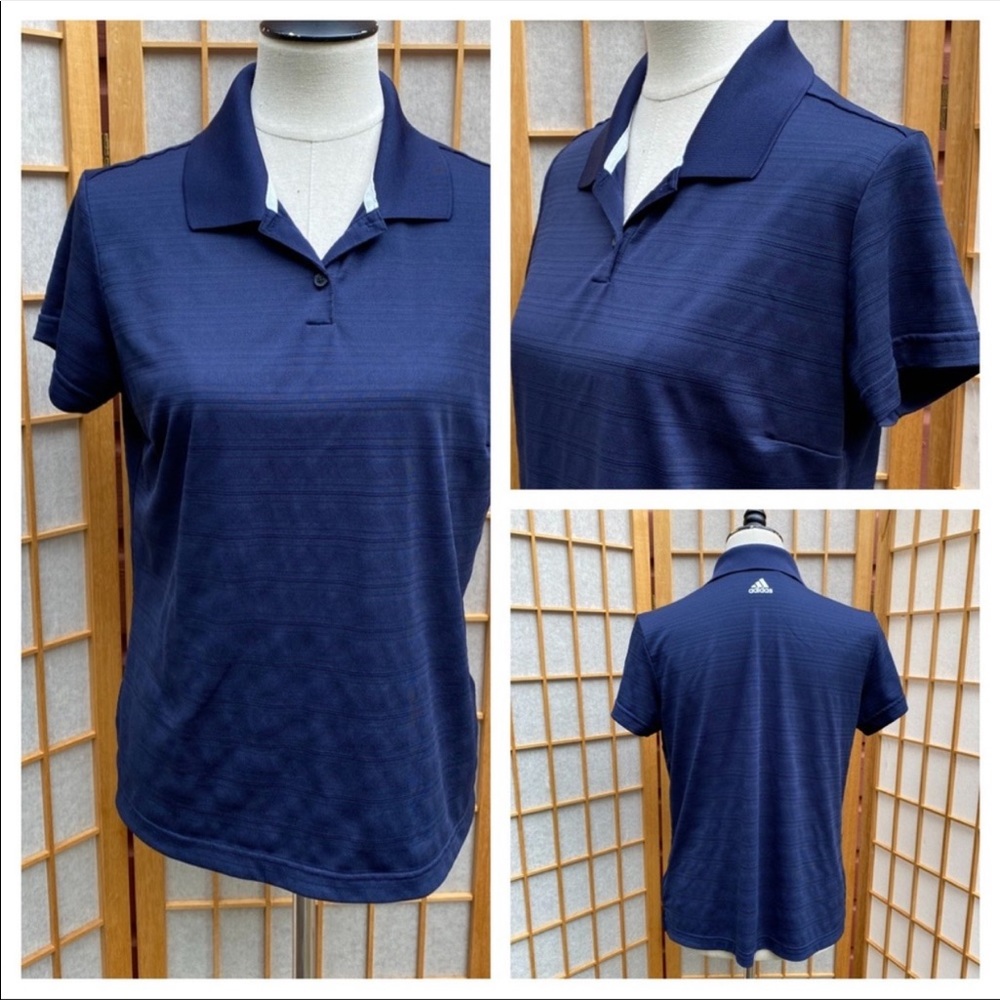 Adidas ClimaLite Activewear Blue Polo Shirt SZ L
